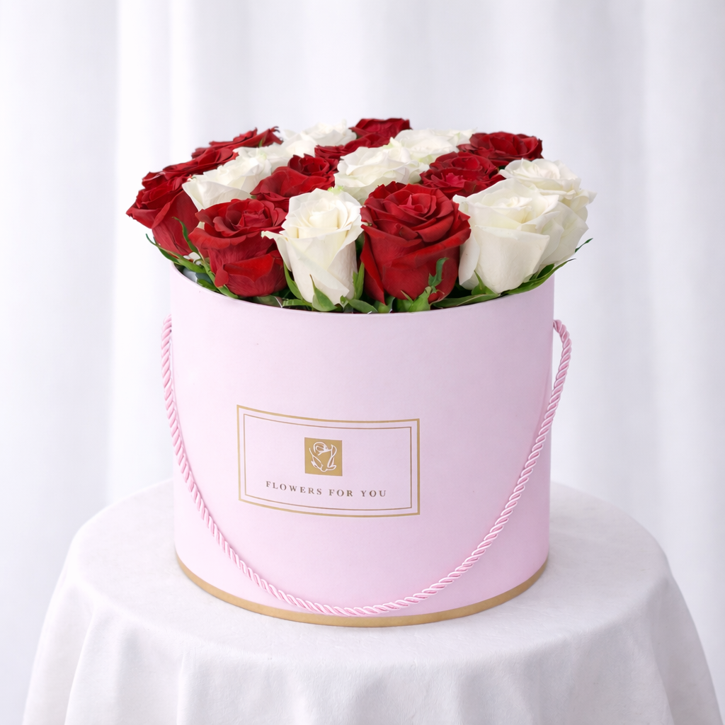 Red & White Heart Roses