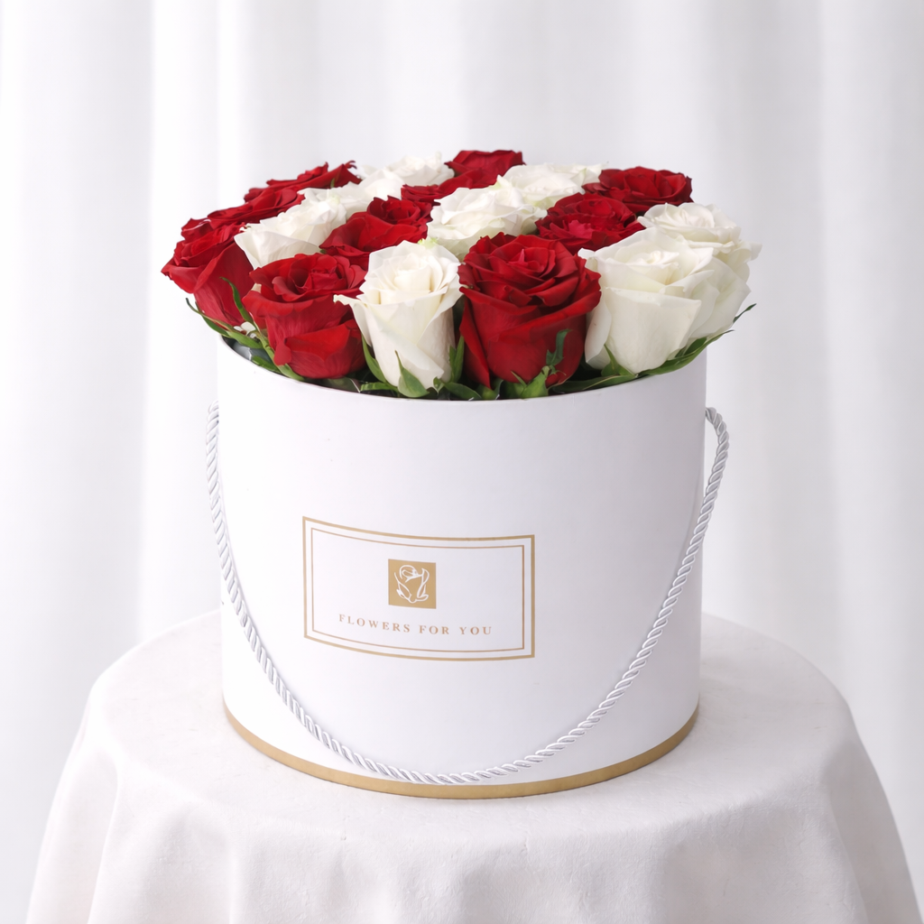 Red & White Heart Roses