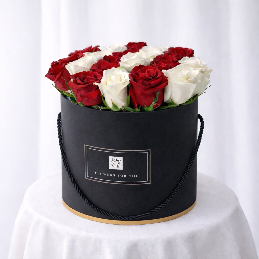 Red & White Heart Roses